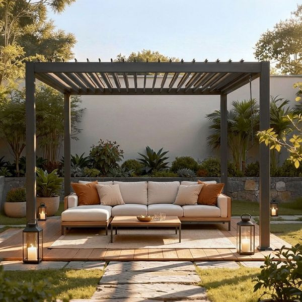 HOME DELUXE Lamellenpavillon ROVAS Anthrazit - 300 x 300 cm, 75111