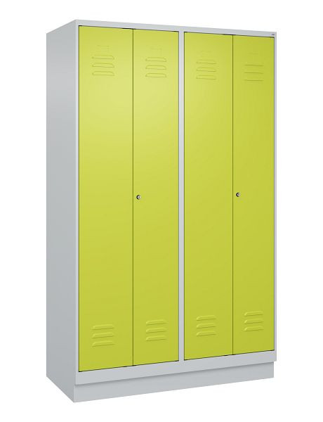 C+P Umkleidespind Classic PLUS, Doppel-Spind, Sockel, 4 Abteile, 1950x1200x500mm, 7035/0024, Zylinderschlösser, 080022-40P S10025