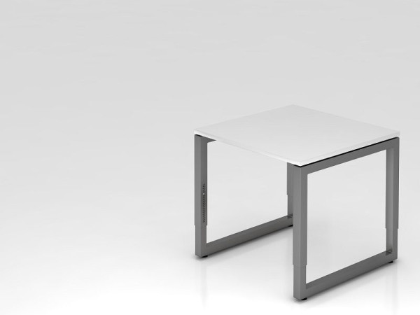 Hammerbacher Schreibtisch O-Fuß eckig 80x80cm Weiß/Graphit, Rechteckform mit schwebender Tischplatte, VRS08/W/G