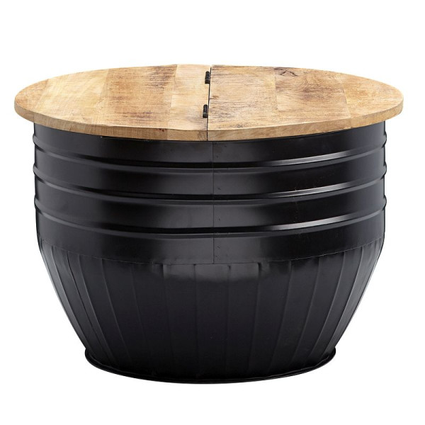 Wohnling Couchtisch Mango Holz Metall 60x41x60 cm Industrial Style Rund, WL6.324