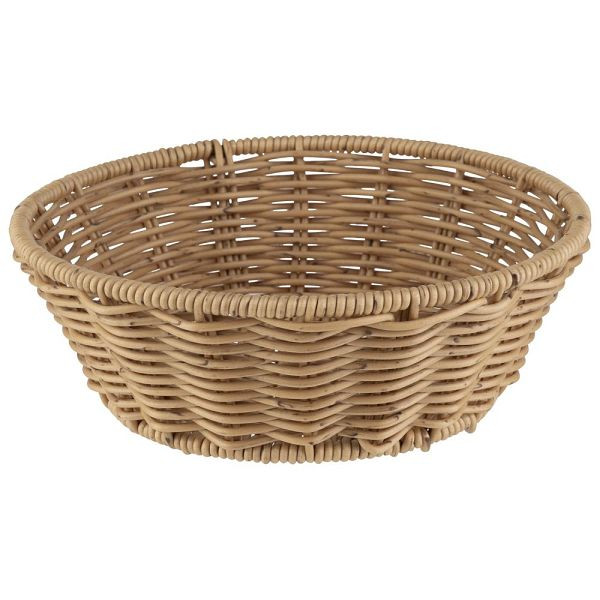 APS Korb rund "COVE", Beiger Flechtkorb, Körbchen aus Polypropylen, Behältnis aus Flechtwerk, Brötchenkorb, Durchmesser Ø 20 cm, Höhe 7 cm, Beige, 40340