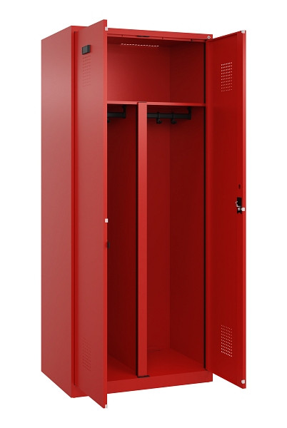 C+P PSA Schwarz-Weiß-Spind Evolo PLUS, 2 Abteile, 1850x800x500mm, 3020/3020, Zylinderschloss, 049002-22P S10052