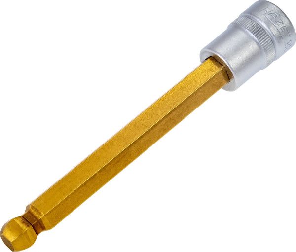 Hazet Schraubendreher-Steckschlüsseleinsatz, Vierkant hohl 10 mm, Innen-Sechskant Profil, 10 mm, Lange Ausführung Mit Kugelkopf, 8801KK-10