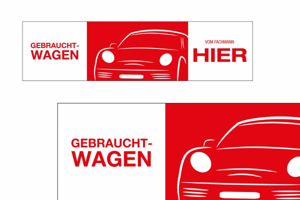 Eichner Banner "Gebrauchtwagen", Druck 1-farbig (1C) HKS 14, Größe: H 75 x B 300 cm, 9218-09020-003