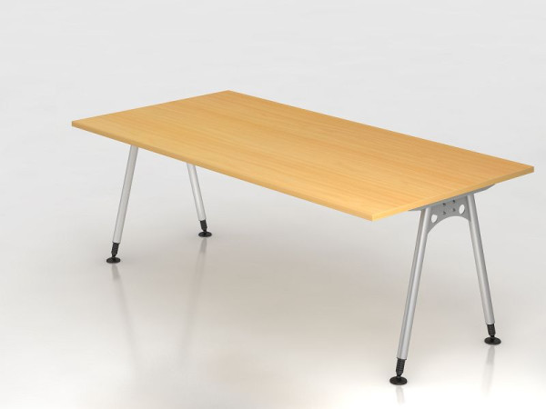 Hammerbacher Schreibtisch A-Fuß 200x100cm Buche, Rechteckform, VAS2E/6/S