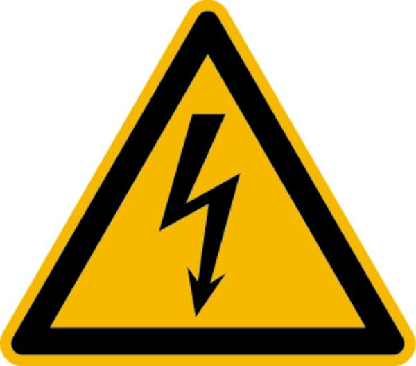 Schilder Klar Warnzeichen Warnung vor gefährlicher elektrischer Spannung DIN EN ISO 7010-W012, 200x1.5 mm Kunststoff, 7401/75