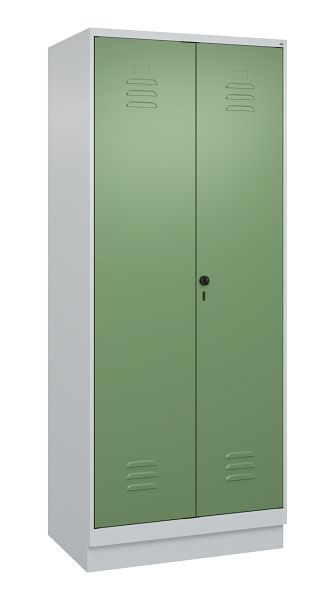 C+P Mehrzweckschrank Classic PLUS, Sockel, 2 Abteile, 1950x800x500mm, 7035/6011, Drehriegel, Türen zueinanderschlagend, 080022-22B S10006