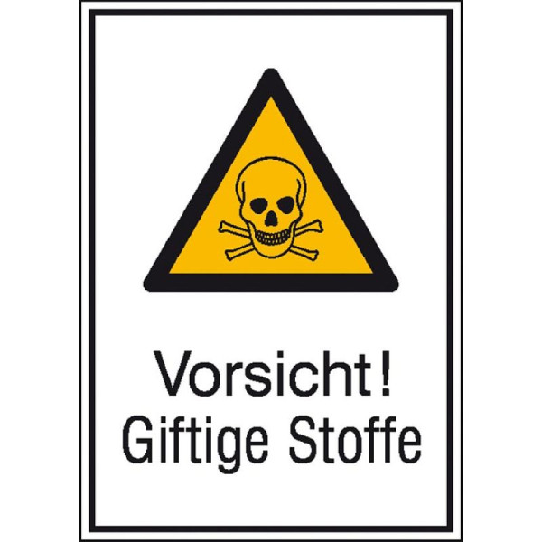 Stein HGS Kombischild mit Warnzeichen und Zusatztext, Vorsicht! Giftige Stoffe, 262 x 371 mm / Alu, geprägt, 11.0409