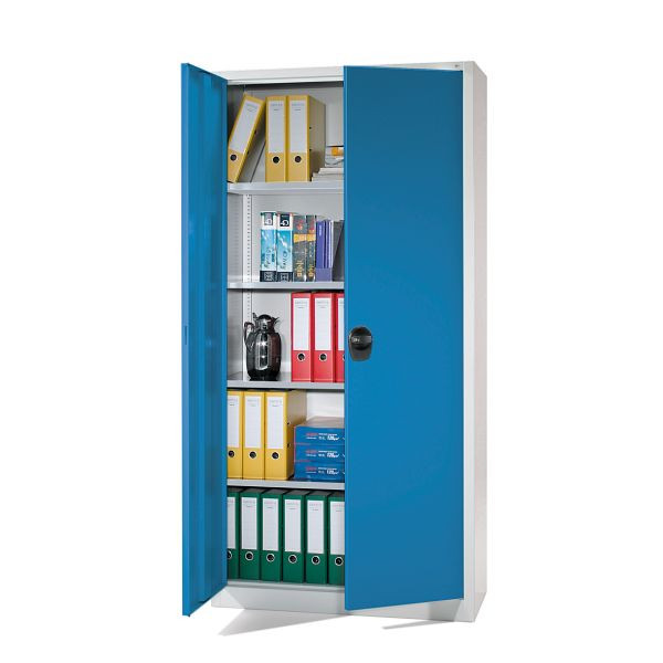 C+P Flügeltürenschrank Basic, H1950xB935xT400mm, Farbe: Lichtgrau / Lichtblau, Rundgriff, 5 OH, 130287-350 S10037