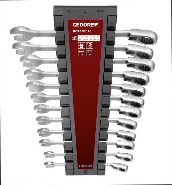 GEDORE red R07205112 Ringratschenmaulschlüssel-Satz 12-teilig, 3301085