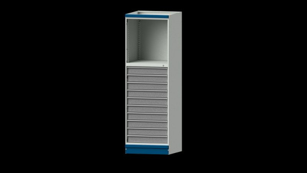 ANKE Werkbänke Basisschrank modulares Schranksystem, Modell 103, 715 x 720 x 2200 mm, Leergehäuse offen, RAL 7035/5010, 631.006