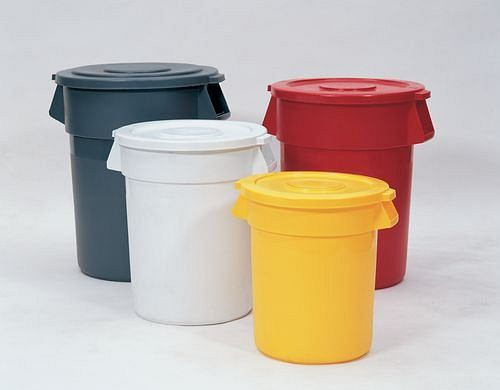 DENIOS Mehrzweckbehälter aus Polyethylen (PE), 170 Liter Volumen, rund, weiß, 115931