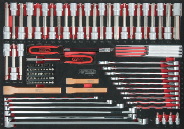 KS Tools Meißel-, Schlüssel-, Bit-Stecknuss-Satz, 106-teilig, 1/1 Systemeinlage, 711.0106