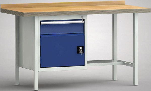 KLW Standard-Werkbank - 1500 x 700 x 900 mm L x T x H (ERGO-Version), links 150EA/Türe 350 mm, WS118E-1500M40-E1681