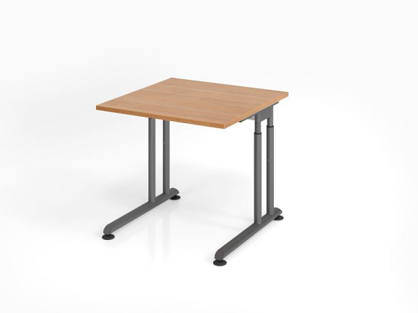 Hammerbacher Schreibtisch ZS08, 80 x 80 cm, Platte: Nussbaum, 25 mm dick, ABS-Dickkante, Rechteckform, Graphit, VZS08/N/G