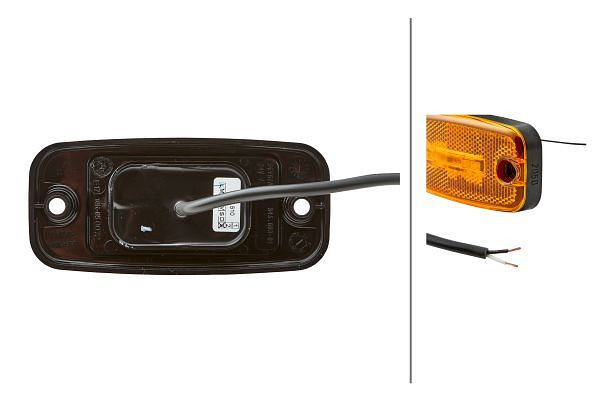 HELLA Seitenmarkierungsleuchte, LED, 12V, Schraubanschluss/Anbau, Lichtscheibenfarbe: gelb, 2-polig, Fahrzeugseite, 2PS 345 600-667