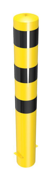 Schake Stahlrohrpoller Ø 152 x 3,2 mm ortsfest, zum Einbetonieren gelb / schwarz, Gesamtlänge: 1200 mm, mit aufgeschweißter Stahlkappe, 40150BG