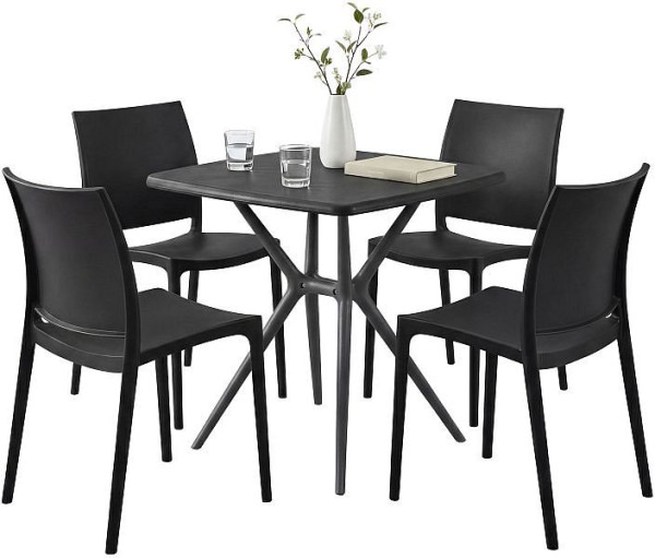 CLP Gartenmöbel-Set Amino mit 4 Stühlen, schwarz, 328028