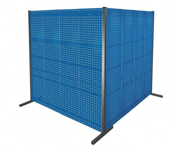 Kappes RasterPlan Trennwand Doppelfeld 90°, 2000 / 2000 mm, H2000 mm, RAL 5010, Mit 4 RasterPlan Lochplatten, 4 RasterPlan Schlitzplatten, 7265.00.3921