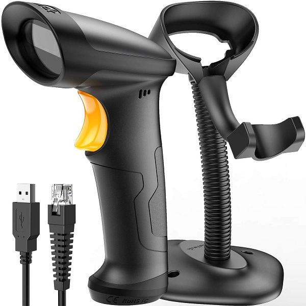 inateck 1D Barcodescanner, kabelgebunden, mit intelligenter Halterung, BCST-33_black
