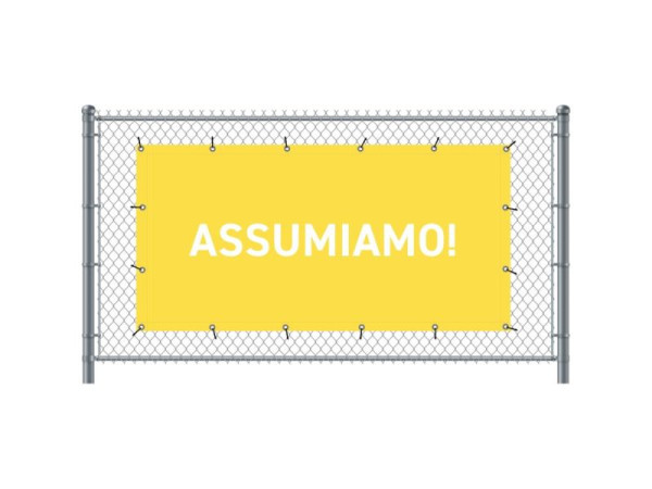 Showdown Displays Zaun-Banner 200 x 100 cm Wir Stellen Ein Italienisch Gelb, FBG200-100-I753