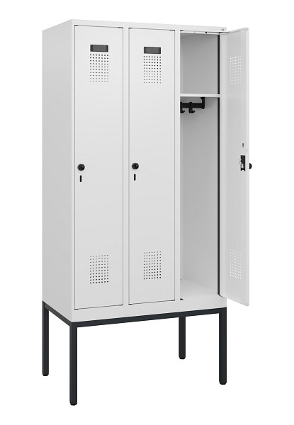 C+P Spind Evolo PLUS, Gestell, 3 Abteile, 1950x900x500mm, 9016/9016, Drehriegel, 0490305-30 S10023