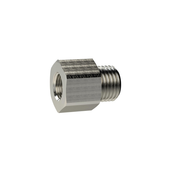 Riegler Reduziernippel lang, G 1/8, G 1/8 innen, SW 14, Messing vernickelt, 134741