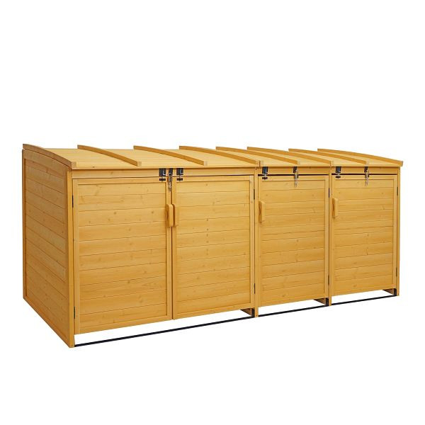 Mendler XL 4er-/8er-Mülltonnenverkleidung HWC-H75b, Mülltonnenbox, erweiterbar 121x66x92cm Holz, braun, 81687+2x81689