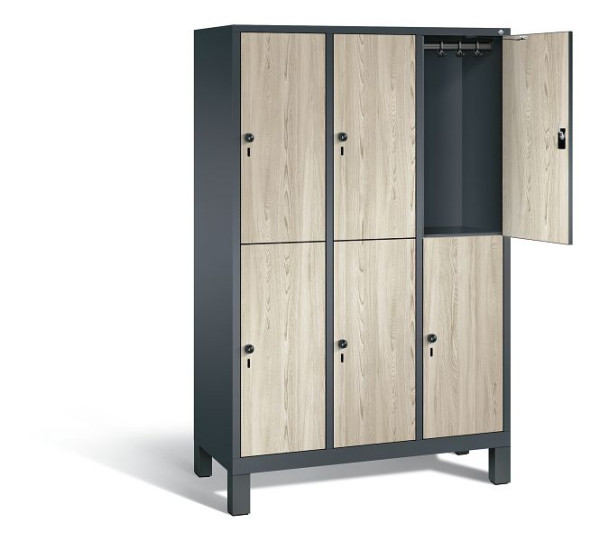 C+P Spind doppelstöckig Evolo, H1850xB1200xT500mm, Farbe: Anthrazitgrau / Dekor Sen-Esche, 48310-32 S10304