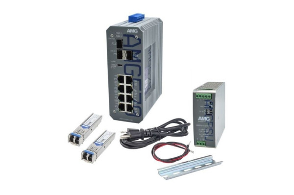 AMG Systems Industrieller 11 Port Managed PoE Switch Kit, PoE Budget (gesamt): 360 W, PoE Standard: PoE++, AMG570-4GBT-4G-3S-P360-KS1