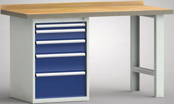 KLW Profi-Werkbank - 1500 x 700 x 845 mm L x T x H, links: 50EA/100EA/125EA/175EA/250EA rechts: U-Hut-Fußelement., WP515N-1500M45-E0805