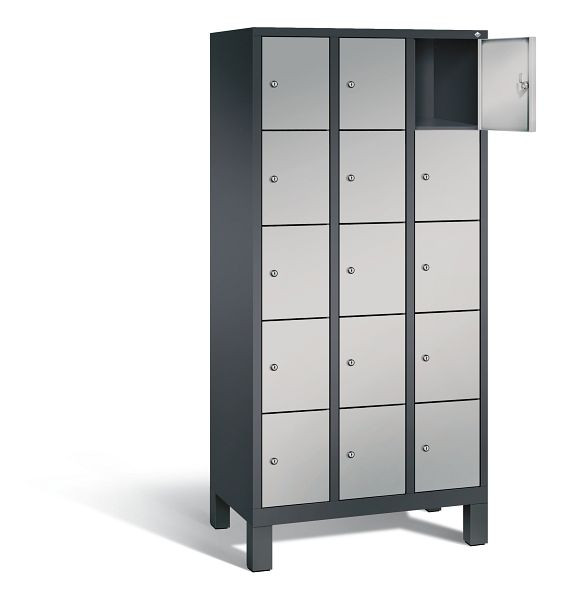 C+P Schließfachschrank Evolo, H1850xB900xT500mm, Farbe: Schwarzgrau / Weißaluminium, 48010-305 S10097