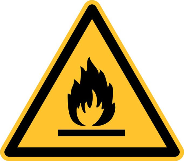 Eichner Warnschild "Feuergefährliche Stoffe", Seitenlänge 20 cm, Aluminium geprägt, Stärke 0,4 mm, 9225-12054-020