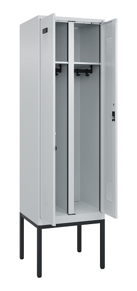 C+P Schwarz-Weiß-Spind Evolo PLUS, Gestell, 2 Abteile, 2120x600x500mm, 7035/7035, Zylinderschloss, 0490327-20 S10040