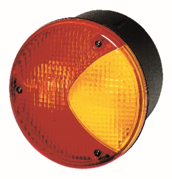 HELLA Heckleuchte - Glühlampe - 24/12V - Anbau/geschraubt - Lichtscheibenfarbe: gelb/rot - Stecker: Flachstecker - links/rechts, 2SW 964 169-081