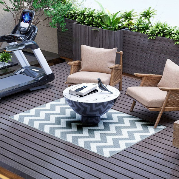 Outsunny Outdoor-Teppich, wasserdicht, doppelseitiges Design, hochwertige Kunststofffaser, 844-644V00LG