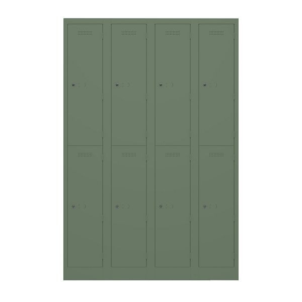 Bisley Garderobenschrank Primary Locker, 4 Abteile, je 2 Fächer, 623 olivgrün, PL3050Q2623