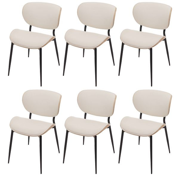 Mendler 6er-Set Esszimmerstuhl HWC-O45, Stuhl, Bugholz Kunstleder 280g/m² Öko-Tex FSC®, natur, weiß, 3x118239