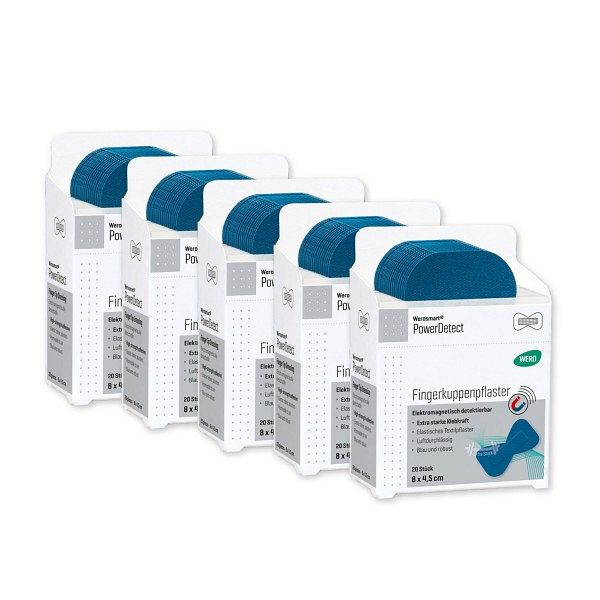 WERO Werosmart PowerDetect Fingerkuppenpflaster, 8 x 4,5 cm, 5 x 20 Stück, 180740