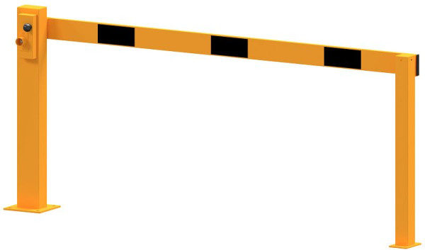 Schake Kompakte Handschranke 2m mit fester Auflagestütze, gelb / schwarz, mit Dreikantverschluss, 4011_200FPBG