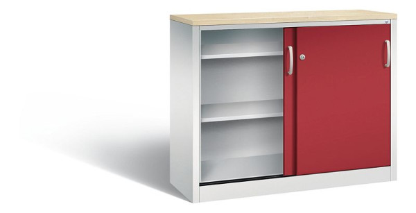 C+P Sideboard mit Schiebetüren Acurado, H1000xB1200xT400mm, Farbe: Lichtgrau / Rubinrot, Bügelgriff, 2046-00 S10268