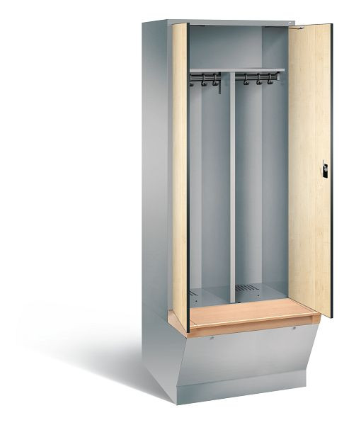 C+P Schwarz-Weiss-Spind Evolo, H2090xB810xT815mm, Farbe: Weißaluminium / Dekor Donau-Ahorn, 48056-22 S10199