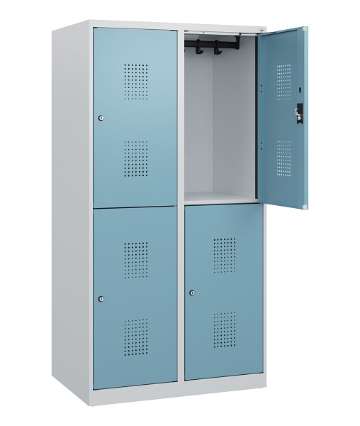 C+P Doppelstöckiger Spind Evolo PLUS, 4 Fächer, 1530x800x500mm, 7035/0010, Zylinderschloss, 0493005-22 S10035