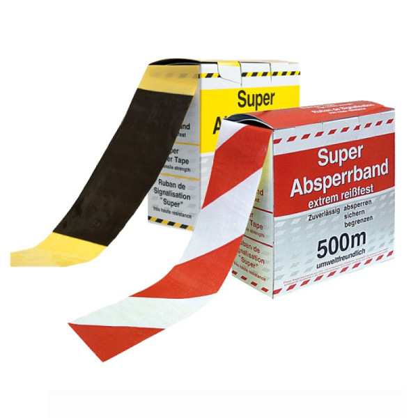 Stein HGS Absperrband 'Strong' reißfest, ohne, rot/weiß geblockt, VE: 10 Rollen, 18558
