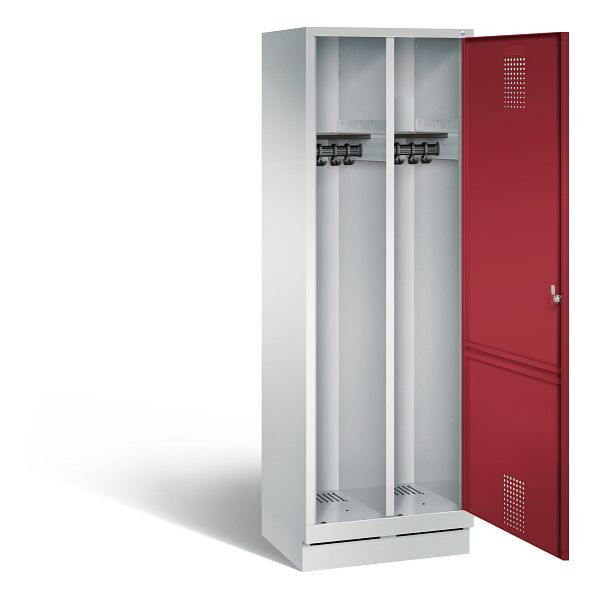 C+P Schwarz-Weiss-Spind Evolo, H1800xB610xT500mm, Farbe: Lichtgrau / Rubinrot, 48220-20 S10031