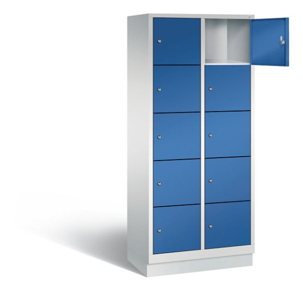 C+P Schließfachschrank Evolo, H1800xB810xT500mm, Farbe: Lichtgrau / Enzianblau, 48020-225 S10025