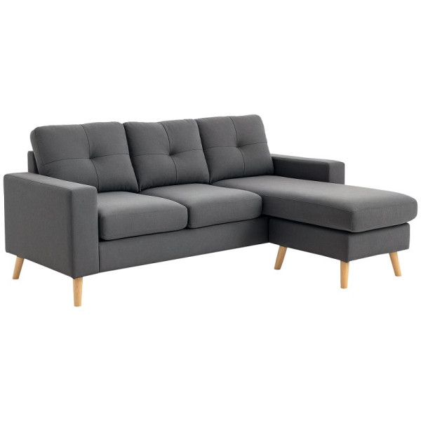 HOMCOM 3-Sitzer-Ecksofa, Leinenoptik, Wendbare Chaiselongue, 193x136x85 cm, 833-850