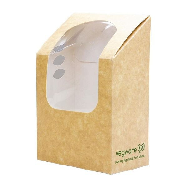 Vegware Kombostierbare Wrap-Boxen braun mit PLA-Sichtfenster, VE: 500 Stück, CL705