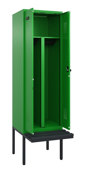 C+P PSA Doppel-Spind Evolo PLUS, Bank, 2 Abteile, 2120x600x815mm, 6037/6037, Drehriegel, Material Sitzfläche Kunststoff, 0490427-20P S10080