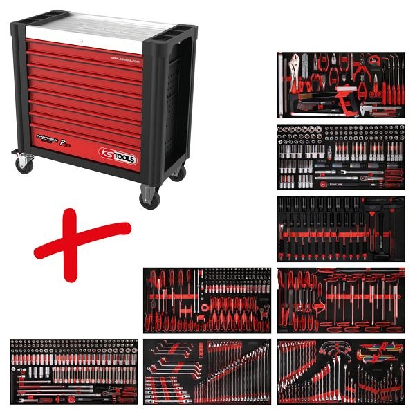 KS Tools PERFORMANCEplus Werkstattwagen-Satz P25, mit 660 Werkzeugen und 8 Schubladen, 825.8660